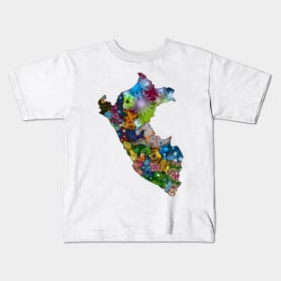 Spirograph Patterned Peru Regions Map Kids T-Shirt
